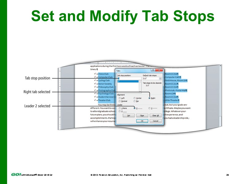 Set and Modify Tab Stops